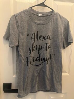 Gray "Alexa, Skip to Friday!" Graphic Tee - Unbranded